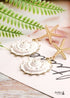 Boho Earrings, Dangle Earrings, Starfish Shell Cowrie White Gold